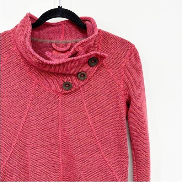 PrAna Womens Sweater Sweatshirt Ebba Wool Blend Mock Button Neck Red XS - Picture 3 of 9